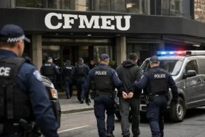 CFMEU genel merkezine baskın: Beş kişi gözaltına alındı.