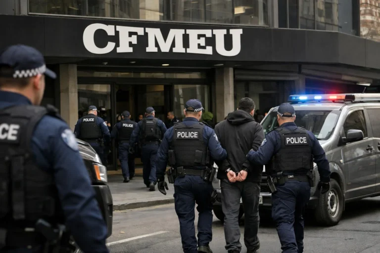 CFMEU genel merkezine baskın: Beş kişi gözaltına alındı.