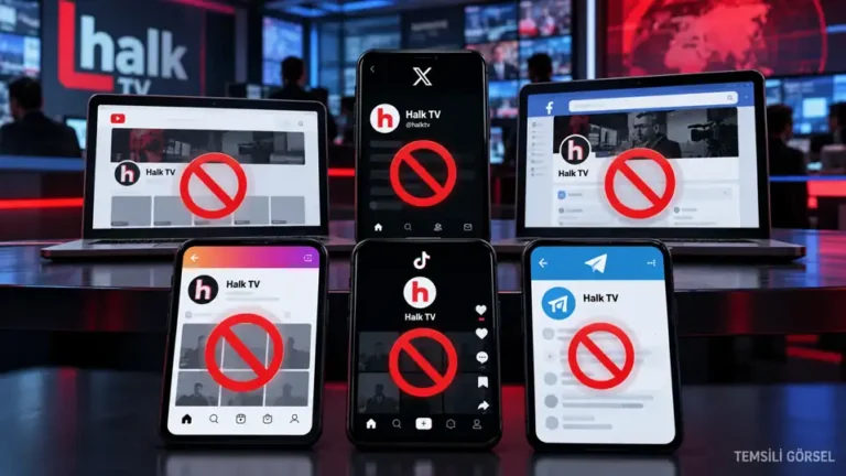 Halk TV sosyal medya hesaplarına erişim engeli kararını anlatan temsili dijital platform.
