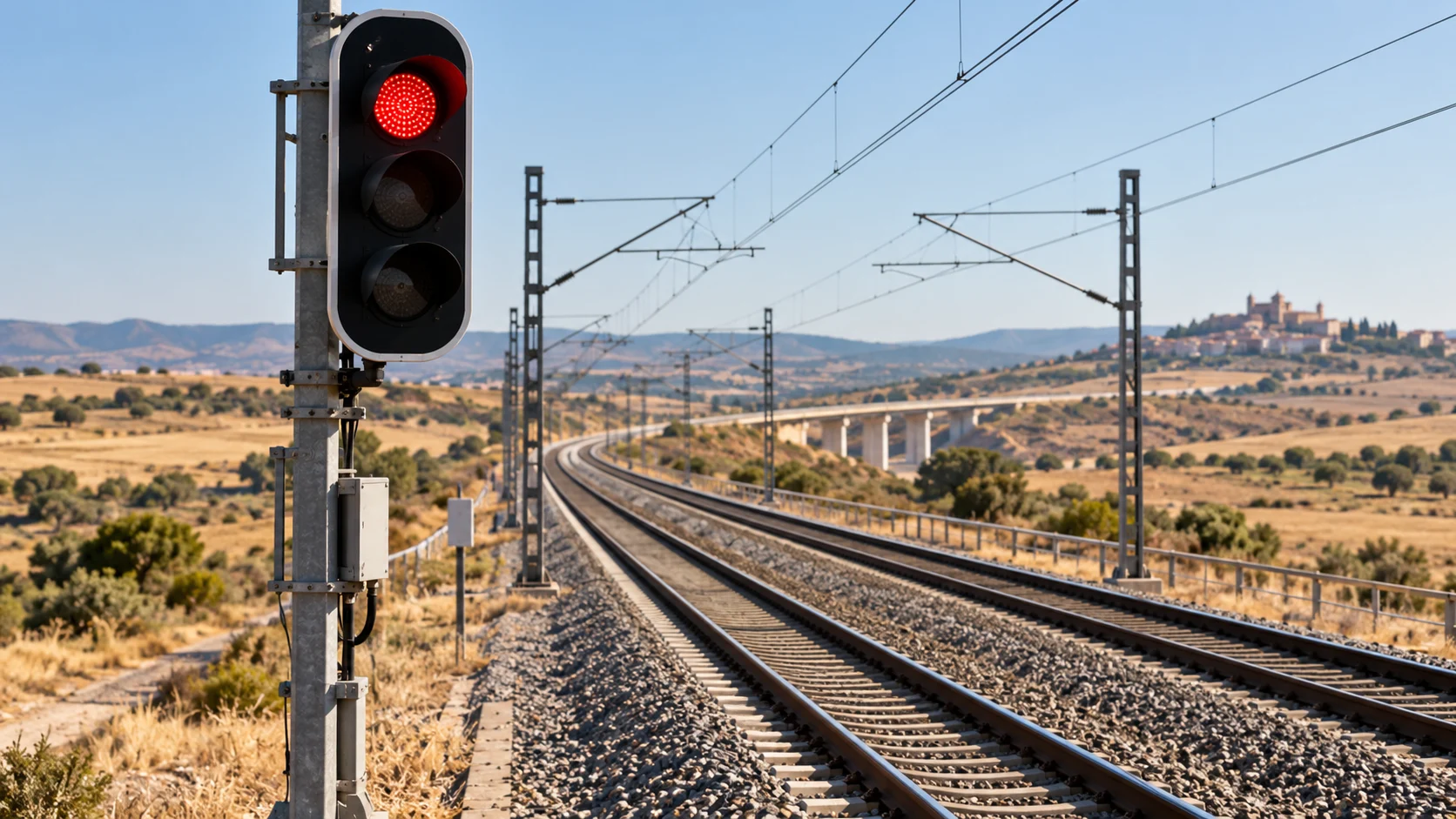 TEMSİLİ — İspanya tren kazası haberi için yapay zekâyla oluşturulmuş demiryolu güvenliği sahnesi.