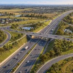 TEMSİLİ : Melbourne’ün kuzeyindeki planlanan kavşak haberini anlatan yapay zekâ illüstrasyonu. Gerçek projenin mühendislik.