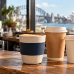 Temsili : Sydney'deki bir kafede yeniden kullanılabilir fincanlar ve paket servis bardakları.