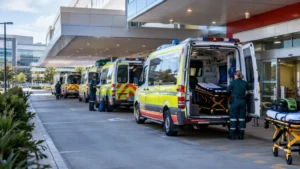Queensland'de Ambulansların Hastane Önündeki Bekleyişi Devam Ediyor.