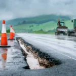 Temsili görüntü: Queensland'de yağışlı havada yol genişletme ve drenaj çalışması.