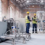 Temsili görüntü: Gıda üretim tesisinde elektrikli enerji ekipmanları ve anonim teknik çalışanlar.